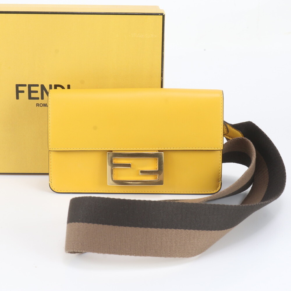 Fendi Flat Baguette Mini 8BS039 Leather 2-Way Shoulder Bag Crossbody for Women